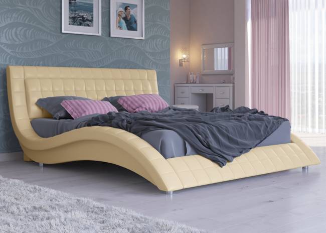 Кровать Атлантико, цвет: Экокожа Бежевая