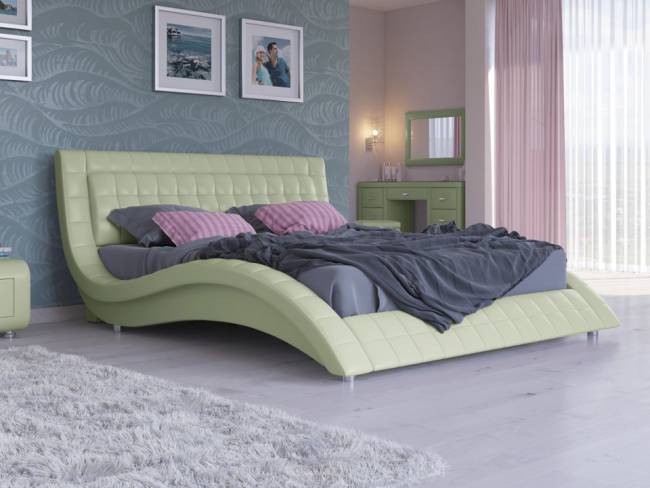 Кровать Атлантико, цвет: Экокожа Зеленое яблоко