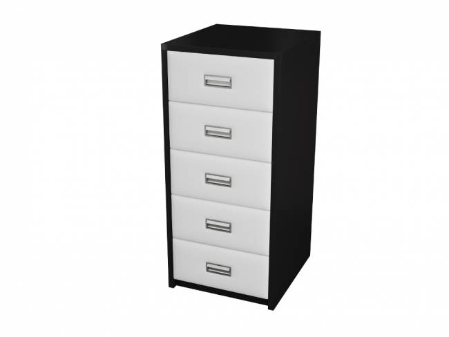Комод Como/Veda 5 ящиков, цвет: ЛДСП Черный/Экокожа Белый