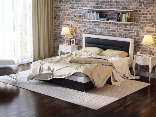 Кровать Life 2, цвет: Экокожа Черно-белая Кровать Life 2, цвет: Экокожа Черно-белая