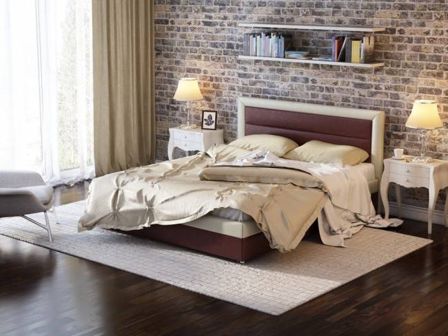 Кровать Life 2, цвет: Экокожа Коричнево-Бежевая Кровать Life 2, цвет: Экокожа Коричнево-Бежевая