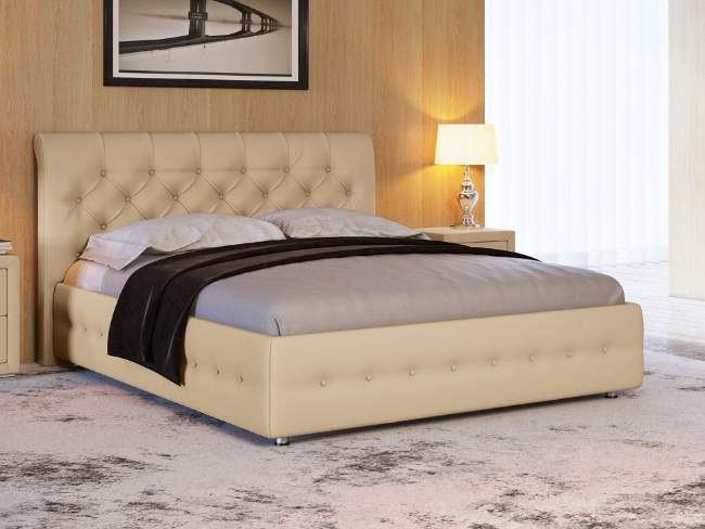 Кровать Life 4, цвет: Экокожа Бежевая