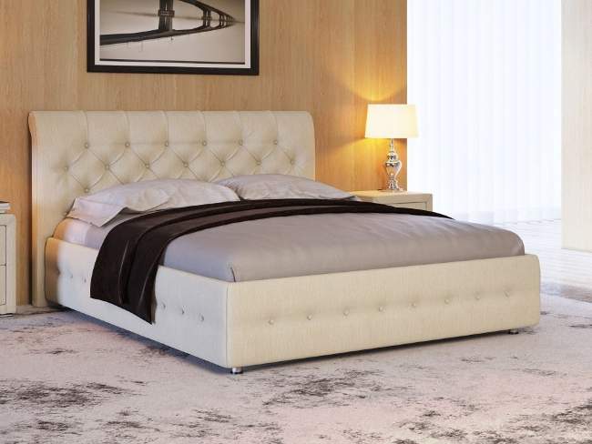 Кровать Life 4 Box, цвет: Рогожка Бежевая Кровать Life 4 Box, цвет: Рогожка Бежевая