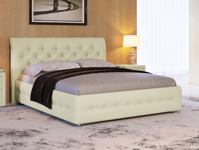 Кровать Life 4 Box, цвет: Экокожа Кремовая Кровать Life 4 Box, цвет: Экокожа Кремовая