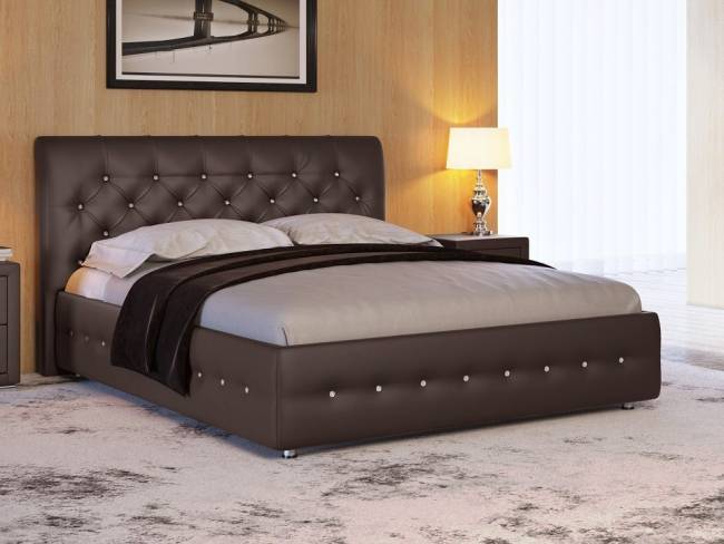 Кровать Life 4 Box, цвет: Экокожа Коричневая со стразами Кровать Life 4 Box, цвет: Экокожа Коричневая со стразами