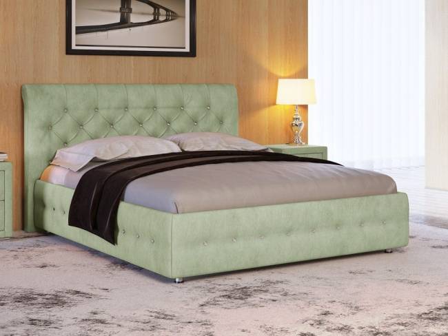 Кровать Life 4 Box, цвет: Велюр Олива со стразами Кровать Life 4 Box, цвет: Велюр Олива со стразами