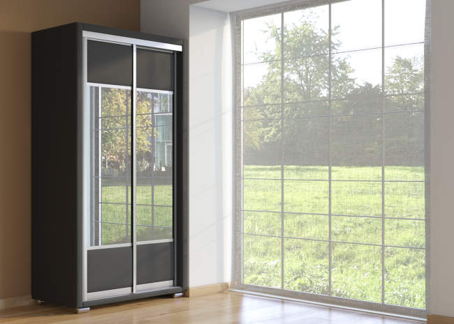 Шкаф купе 2-ух дв. Orma Soft 2 (2 зеркала), цвет: Экокожа Черный Шкаф купе 2-ух дв. Orma Soft 2 (2 зеркала), цвет: Экокожа Черный