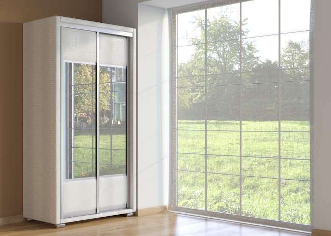 Шкаф купе 2-ух дв. Orma Soft 2 (2 зеркала), цвет: Экокожа Кайман белый Шкаф купе 2-ух дв. Orma Soft 2 (2 зеркала), цвет: Экокожа Кайман белый