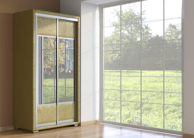 Шкаф купе 2-ух дв. Orma Soft 2 (2 зеркала), цвет: Экокожа Золото Шкаф купе 2-ух дв. Orma Soft 2 (2 зеркала), цвет: Экокожа Золото