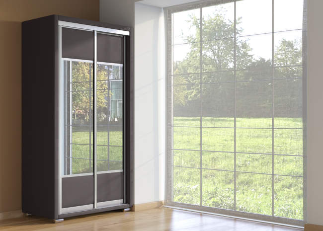 Шкаф купе 2-ух дв. Orma Soft 2 (2 зеркала), цвет: Экокожа Коричневый Шкаф купе 2-ух дв. Orma Soft 2 (2 зеркала), цвет: Экокожа Коричневый