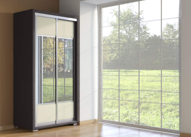 Шкаф купе 2-ух дв. Orma Soft 2 (2 зеркала), цвет: Экокожа Коричневый/Кремовый Шкаф купе 2-ух дв. Orma Soft 2 (2 зеркала), цвет: Экокожа Коричневый/Кремовый