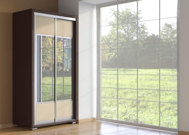 Шкаф купе 2-ух дв. Orma Soft 2 (2 зеркала), цвет: Экокожа Коричневый/Бежевый Шкаф купе 2-ух дв. Orma Soft 2 (2 зеркала), цвет: Экокожа Коричневый/Бежевый