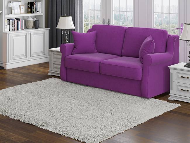 Диван Synergy Grace, цвет ярко-фиолетовый ткань велюр Enigma 27 фото в интерьере