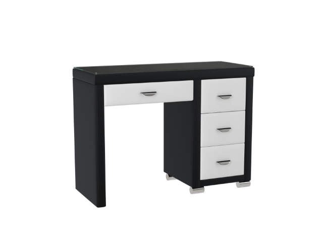 Туалетный стол OrmaSoft 2 (4 ящика) правый, цвет: Экокожа Черный/Белый