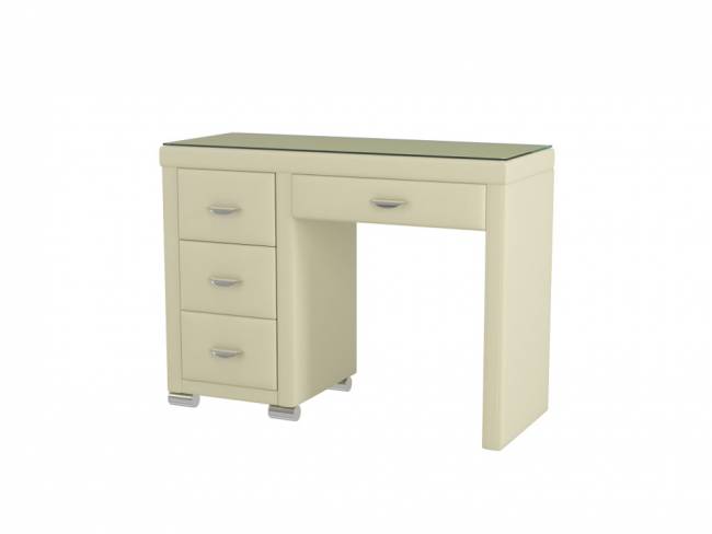 Туалетный стол OrmaSoft-2 (4 ящика) левый, цвет: Экокожа Кремовый