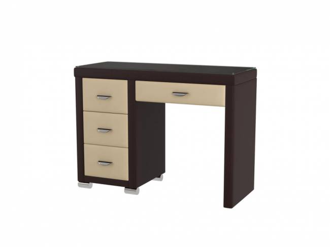 Туалетный стол OrmaSoft-2 (4 ящика) левый, цвет: Экокожа Коричневый/Бежевый