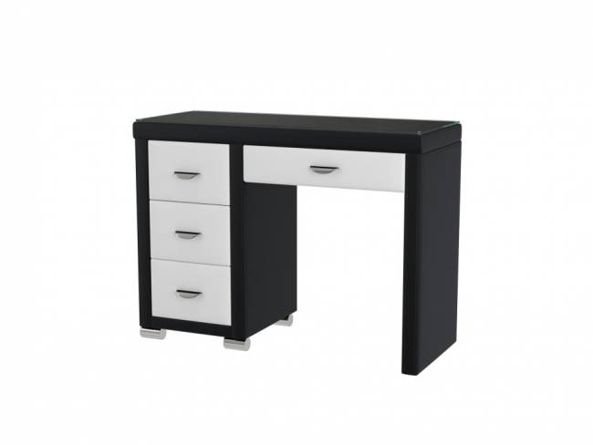 Туалетный стол OrmaSoft-2 (4 ящика) левый, цвет: Экокожа Черный/Белый