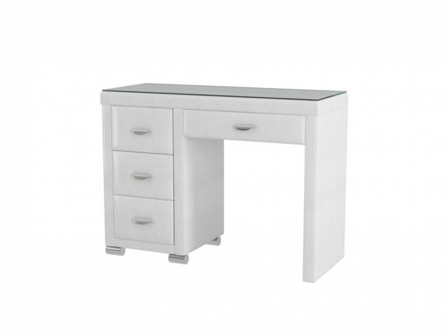 Туалетный стол OrmaSoft-2 (4 ящика) левый, цвет: Экокожа Кайман Белый