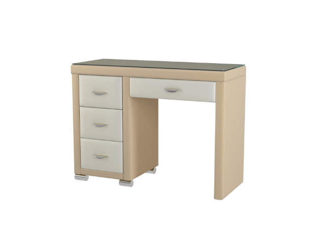 Туалетный стол OrmaSoft-2 (4 ящика) левый, цвет: Экокожа Молочный перламутр/Бежевый перламутр