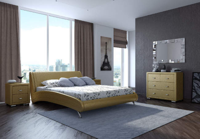 Кровать Corso 2, цвет: Экокожа Золото Кровать Corso 2, цвет: Экокожа Золото