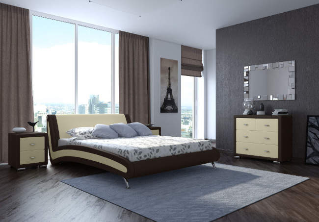 Кровать Corso 2, цвет: Экокожа Коричнево-Кремовая Кровать Corso 2, цвет: Экокожа Коричнево-Кремовая