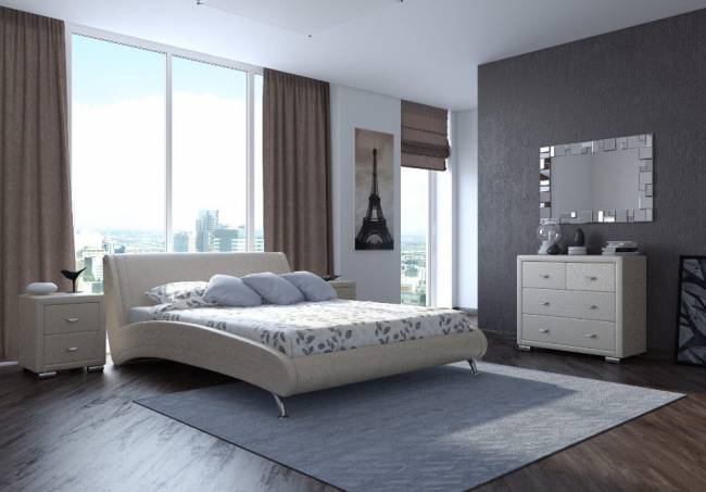 Кровать Corso 2, цвет: Экокожа Жемчуг Кровать Corso 2, цвет: Экокожа Жемчуг