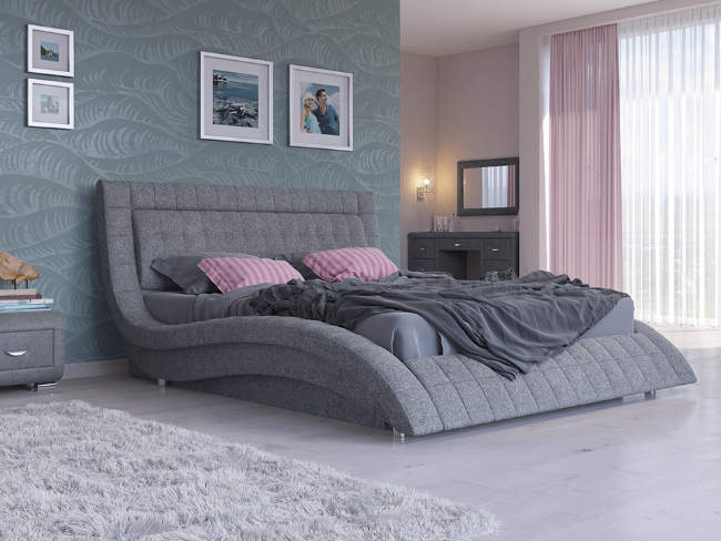 Кровать Атлантико с подъемным механизмом, цвет: Багама Серый Кровать Атлантико с подъемным механизмом, цвет: Багама Серый