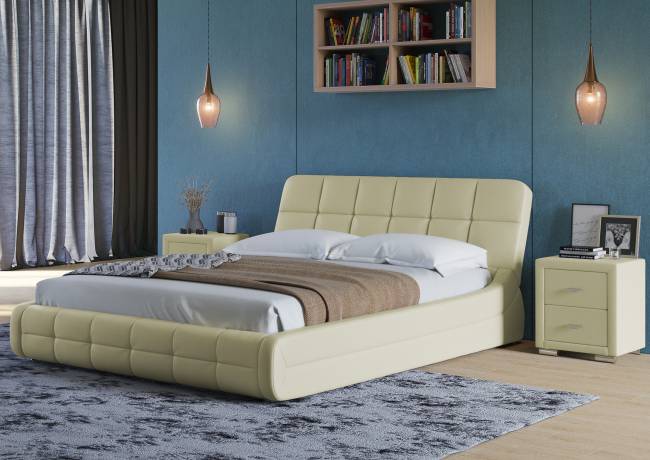 Кровать Corso 6, цвет: Экокожа Кремовая