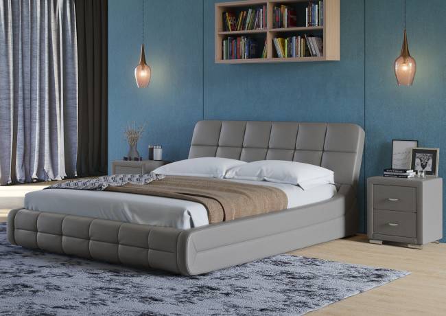 Кровать Corso 6, цвет: Экокожа Серая