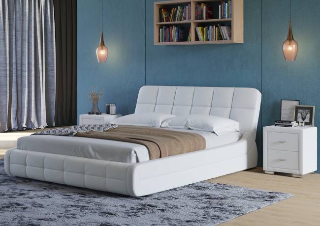 Кровать Corso 6, цвет: Экокожа Белая