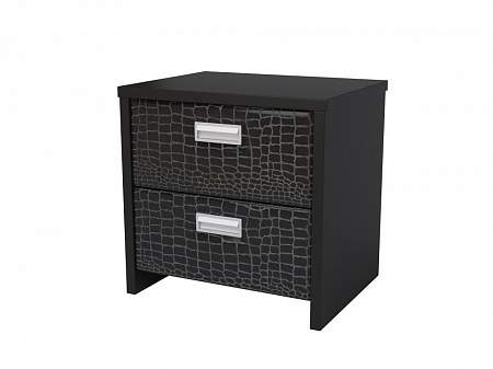 Тумба Como/Veda (2 ящика), цвет: ЛДСП Черный/Экокожа Кайман Черный Тумба Como/Veda (2 ящика), цвет: ЛДСП Черный/Экокожа Кайман Черный